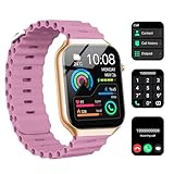 Nanphn Reloj inteligente para hombres y mujeres, 2.1 pulgadas AI Fitness Smartwatches con llamadas/SMS, monitor de frecuencia cardíaca/sueño/SpO2, podómetro, doble banda, 3 juegos para teléfonos