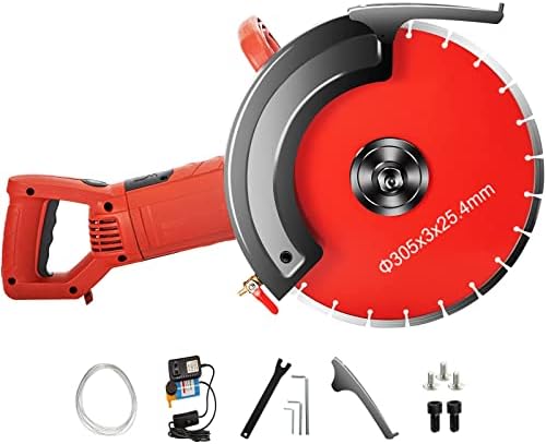 VEVOR 12 in Concrete Saw, 1800W Power Cutter, Wet/Dry Corded Circular Saw with 12" Blade and Attachments, 4" Cut Depth Masonry Saw for Granite, Brick, Porcelain