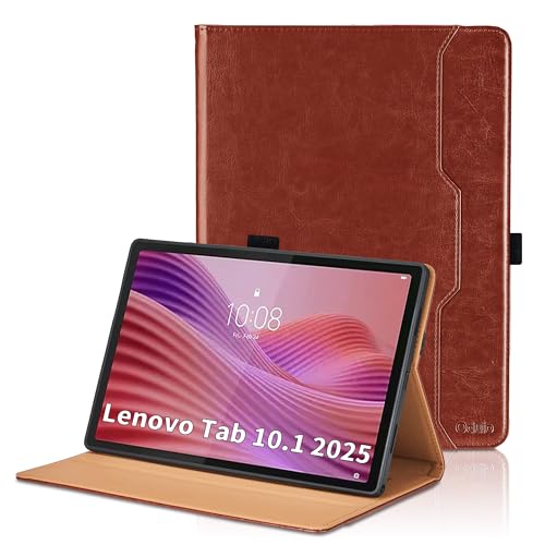 Funda para Lenovo Tab 10.1 2025 de cuero PU marrón con soporte