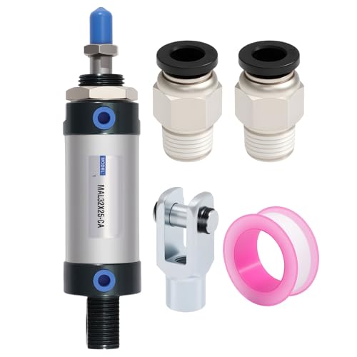 beinkmake 32mm Bore 25mm Stroke Air Cylinder Aluminum with Y Connector Pneumatic Cylinder Screwed Piston Single Rod Dual Action for Automated Machinery