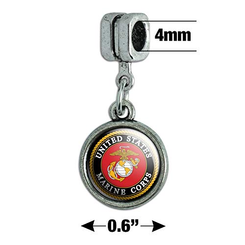 Graphics & More Marines Usmc Emblem Black Yellow Red Officially Licensed Italian European Style Bracelet Charm Bead #TOP3