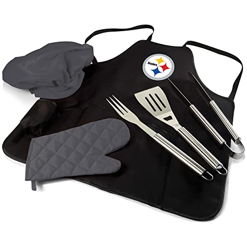 Image of Picnic TIME BBQ Apron Tote Pro Grill Set, (Black with Gray Accents)