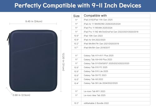 Image of Dadanism 9-11 inch Tablet Sleeve Bag Carrying Case for iPad (A16) 11th Gen 11 inch, iPad 10th Gen 10.9 inch Air 5 /4, iPad Air M4 /Pro 11 inch, iPad 9 /8 /7th, Galaxy Tab A11+ Plus 11 inch, Remarkable 2 10.3 inch, Indigo
