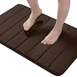 Buganda Memory Foam Bath Mat, 24' x 16', Ultra Soft and Non-Slip Bathroom Rugs, Water Absorbent and Machine Washable Bath Rug for Bathroom, Shower, and Tub, Brown