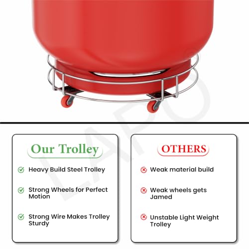 Image of LAPO Gas Cylinder Stand with Wheels for Kitchen, Heavy Duty LPG Gas Bottle Trolley Stand for Easy Moving, Strong Floor Standing Cylinder Holder Base for Home Kitchen Use-Chrome