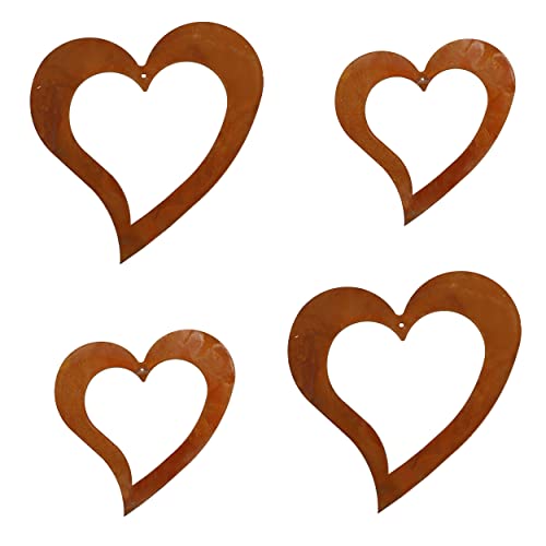 Rostikal – Set Di 2 Lanterne Decorative A Forma Di Cuore In Metallo Arrugginito, Per Esterno E Interno (20 E 28 Cm) - 4