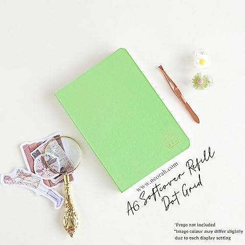 Image of NEORAH -A6Dotgrid Notebook SOFT COVER Organiser REFILL|Dotted notebook Journal |110 GSM |160 pages (Size 14.8 cm x 10.5 cm) Planner Journaling Writing Note Taking Diary,Travellers journal-LIGHT GREEN