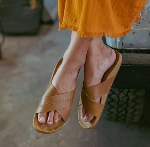 Image of OluKai Kipe'a Olu Women's Slide Sandal, Premium Leather, Relaxed & Dressy Design For Any Occasion, All-Day Comfort & Fit