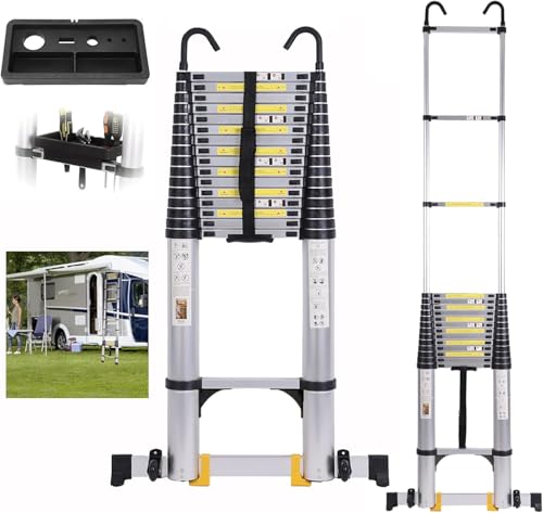 Dajianglx 20.3 FT Telescoping Ladder, Aluminum Telescopic Ladder with Non-Slip Feet, Balance Bar and...