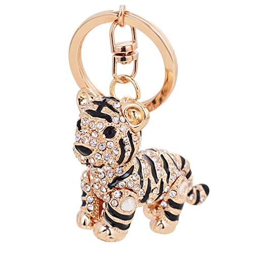 YEBON Porte-clés en forme de tête de tigre en strass 3D pour voiture, sac à main, blanc, M Cover