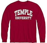 Barnesmith Temple Owls Long Sleeve T-Shirt, Classic, Cardinal, Medium