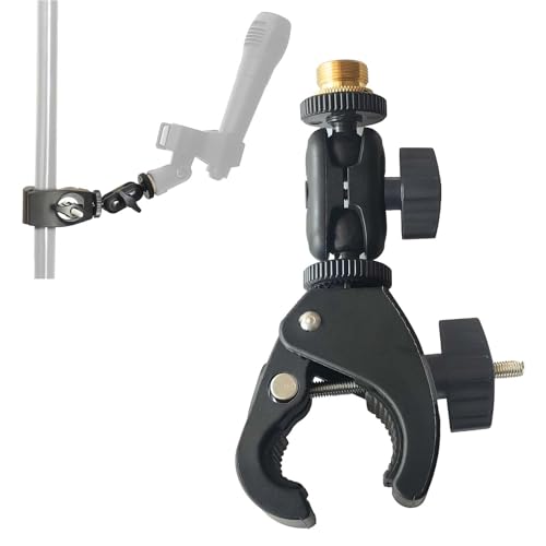 Microphone Crab Clip Mount with Double Ball Head Adjustment 1/4