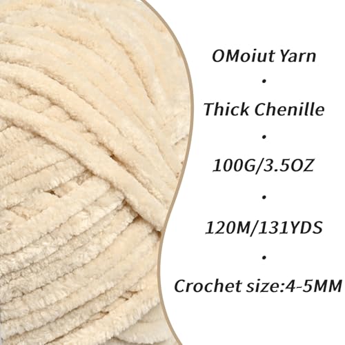 Image of 3 Pack Beige Fluffy Velvet Yarn for Crocheting, Chunky Chenille Baby Blanket Yarn for Crocheting, Soft Fuzzy Puzzle Yarn for Knitting, (100g /3.53oz Each) Bulky Thick Amigurumi Crochet Yarns