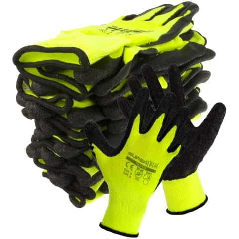 Trevendo 12 Paar Arbeitshandschuhe Montagehandschuhe Super Tech Nylex Latex Beschichtung (Größe 10) Cover