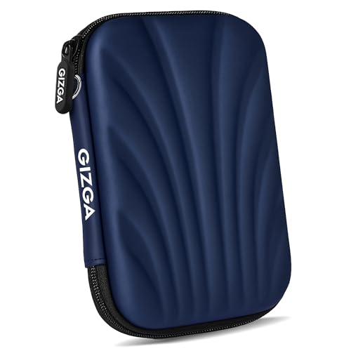 Image of GIZGA essentials Hard Drive Case Shell, 2.5-inch, Portable Storage Organizer Bag for Earphone USB Cable Power Bank Mobile Charger Digital Gadget Hard Disk, Water Resistance Material, Navy Blue