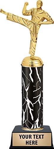 Crown Awards Martial Arts Side Kick Trophies, Personalized Black Lightning Martial Arts Side Kick Trophy, Custom Engraving Included Prime