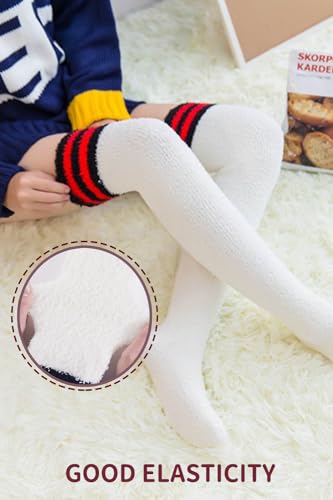 Image of CutiePlusU Womens Thigh High Fuzzy Socks Coral Fleece Over Knee High Sock - 1 Pair