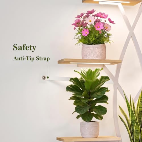 Image of 9 Tier 66 inch Tall Plant Stand with Grow Lights for Indoor Plants(White)