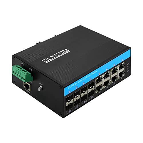 OLYCOM POE Switch 8 Port Managed Outdoor Switch L2 10/100/1000M 8 Port SFP mit DIN-Schiene montiert Vlan QoS STP/RSTP Cover