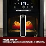 T-fal Infrared Air Fryer, 2x Faster Than Traditional Heating*, Large Air Fryer Toaster Oven Combo, 6 Qt Digital Touch Screen, 7-in-1 Cooking Functions, No-Shake Technology, 1550W, Black,