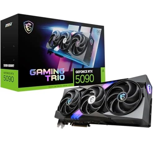 MSI GeForce RTX 5090 32G Gaming Trio OC — 32GB GDDR7 (28Gbps/512-bit), PCIe 5, Boost: 2482 MHz, HDMI 2.1b, DisplayPort 2.1b