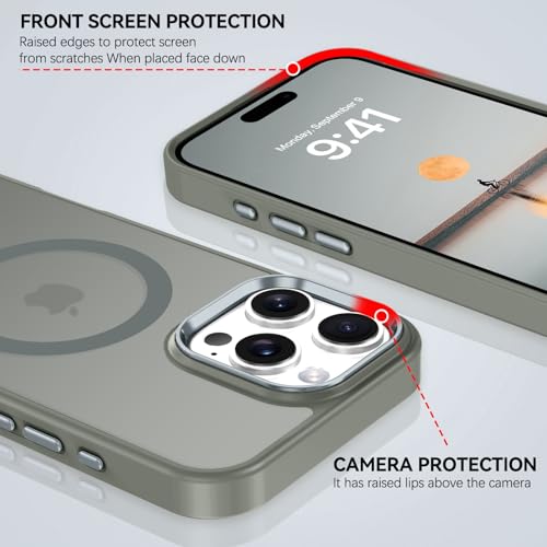 Image of BENTOBEN for iPhone 16 Pro Case [Compatible with Magsafe] Magnetic Matte Phone Case iPhone 16 Pro Translucent Slim Shockproof Women Men Protective Cover Cases for iPhone 16 Pro 6.3 inch, Grey