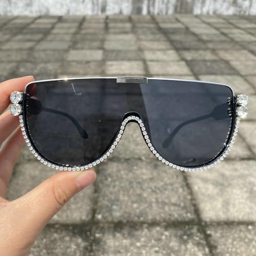 Image of Oversized Sunglasses Women Men Luxury Big Frame Mask Glasses Goggle Flat Top Clear Eye Protection Glasses Shade UV400