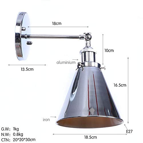 Aplique de pared LED E27 de hierro cromado rural para dormitorio 4