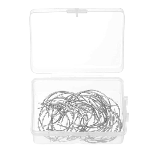 Image of HARFINGTON 50Pcs Curved Needles 2 inch C Type Weaving Sewing Needles Wig Making Upholstery Big Eye for Carpet Leather Canvas Repairing Blocking Knitting