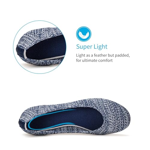 Image of Frank Mully Women's Ballet Flat Shoes Knit Dress Shoes Round Toe Slip On Ballerina Flats for Woman Low Wedge Comfort Soft