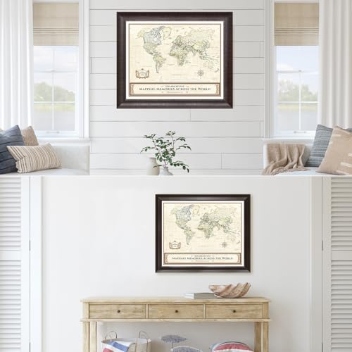 Image of DECORARTS - Personalized World Travel Map with Pins, Custom Name, Pin Board Canvas Wall Art, Colorful Classic World Decor, Optional Wood Frame, Giclee Print, Handcrafted in USA, 20x16''