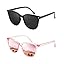A01(2 Pack)black Frame/Grey Lens+transparent Pink Frame/Pink Mirrored Lens