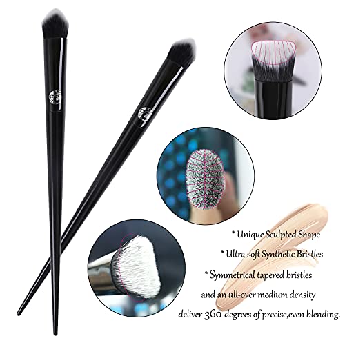 Energy Precision Concealer Brush Under Eye Nose Contour Foundation Brush For Liquid Cream Foundation Powder Eyebrow Concealer Blending Baking Buffing Vegan Premium Synthetic Makeup Brush Black #TOP3