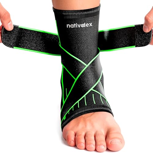 NativoDex Ankle Support Brace – Adjustable Ankle Compression for Sprains, Plantar Fasciitis, Achilles Tendonitis, Ligament Injuries – Breathable Foot Brace for Men & Women