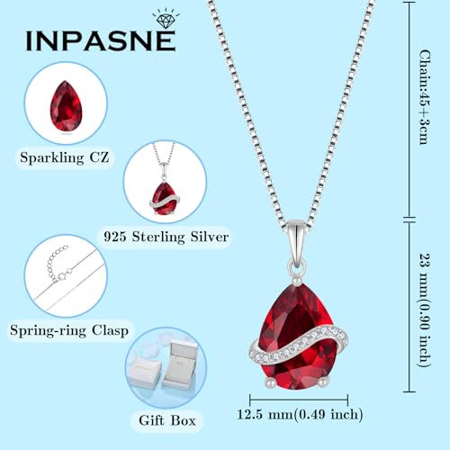 Teardrop Necklace for Women 925 Sterling Silver Birthstone Necklace Pendant Jewelry Gifts for Her 6