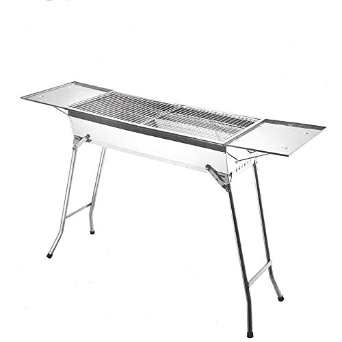 Edelstahl Klappgrill BBQ Grill, Holzkohlegrill, tragbare BBQ 5-10 Personen Familie Garten Kochen im Freien Camping Wandern