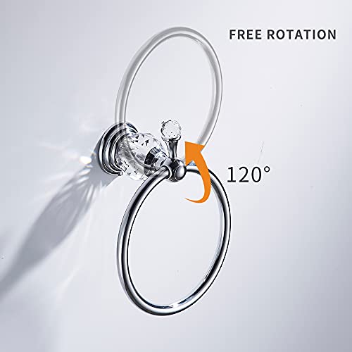 Wolibeer Chrome Towel Ring, Crystal Hand Towel Holder Polished Bath Towel Bar Bling Bathroom Accessories Wall Mounted #TOP4