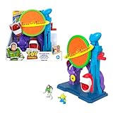 Fisher-Price Imaginext Disney Pixar Toy Story Pizza Planet Conjunto de Juego con Figuras de acción de Buzz Lightyear y Amigo Alien de 7,6cm, Cohete de Juguete y proyectiles, JKW20