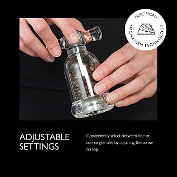 COLE & MASON Tap Salt and Pepper Grinder Set - Acrylic Mills Include Precision Mechanisms and Premium Sea Salt and Peppercorns