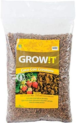 GROW!T AD113000 - CoCo Coir Croutons, (28 Liter Bag) - Organic Alternative to Clay Pellets or Rocks, Fresh Water Rinsed and Ready to be used, Porous structure for Easy Root Penetration