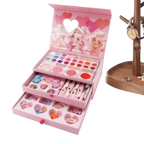 Kit di Trucco per Bambini,Set Cosmetici Principessa | Giocattolo Cosmetico Educativo per Ragazze Ideale per Feste da Principessa Compleanni Spettacoli Teatrali e Festival