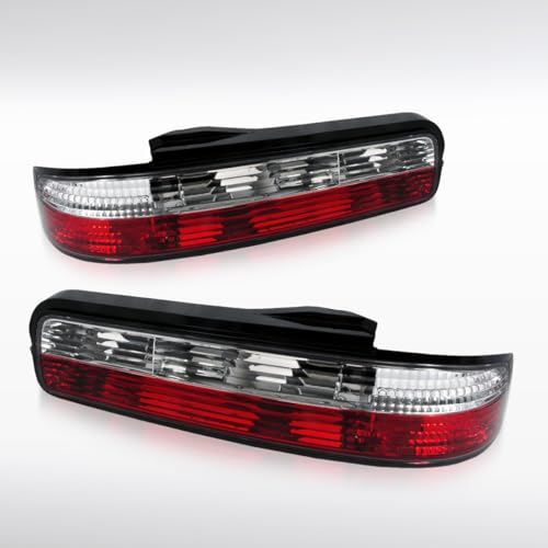 Autozensation Compatible with 1989-1994 Nissan 240SX S13 2DR Couple, Left + Right Pair Assembly, Red Clear Lens Tail Lights -  220-S13892RPW-009