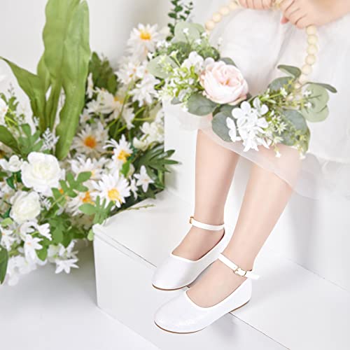 Phiramin Little Flower Girl White Dress Shoes Size 1 - Girl Ballet Flats Wedding Party #TOP1