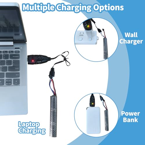 PTIJPOW Airsoft Gel Blaster Battery-11.1V 2000mAh Rechargeable Battery with USB Charger and Mini Tamiya to SM-2P Plug for Water Bead Splatter Ball, 11.1V Gel Blaster Battery-2 Pack