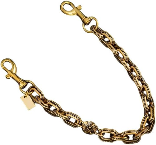 Vintage Gold Tone Bag Chain, Retro Floral Embossed Bag Strap & Keychain, Fashion Square Bag Accessory for Handbags, Backpacks & Keys