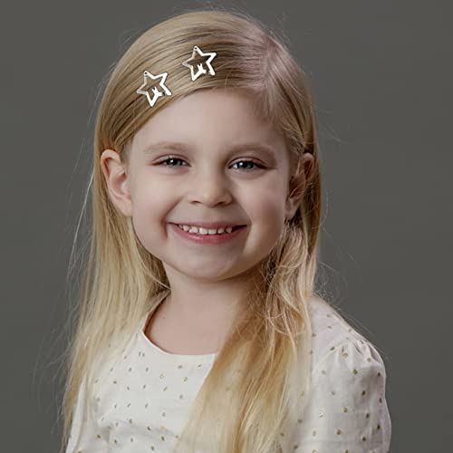 100 Pcs Metal Star Snap Hair Clips Y2K Hair Accessories，Silver Metal Star Hair Barrettes,Non Slip Metal Stars Hair Accessories For Women Girls. #TOP2