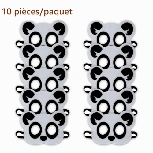 Jtnohx Masques Animaux en Feutrine Masques d'Halloween Enfant Panda 10Pcs – vue 2