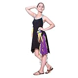 100 % Baumwolle Kunst und Magie Freches Minikleid Longshirt Tunika Hippie Boho Trägerkleid, Farbe:Black/Schwarz, Größe:36-38