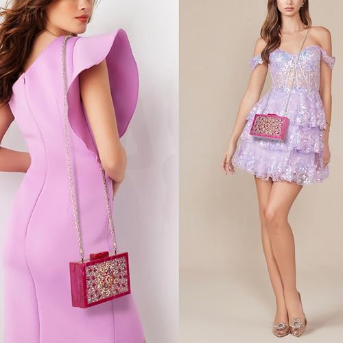 Image of Clutch Bag for Women Evening Bag with Detachable Chain Strap Gala Balls Purse for Wedding Cockatail