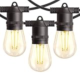 Amico 48FT LED Outdoor String Lights with Shatterproof LED Filament Bulbs, Christmas Decoration for...